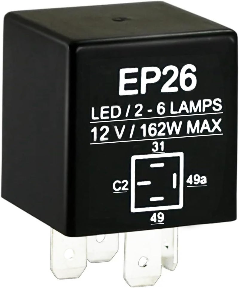GROBARPART 4 pin EP26 LED Turn Signal Flasher Relay Compatible with Jeep TJ Wrangler 1997 1998 1999 2000 Compatible with Dodge Grand Caravan NEON 93-99 56009339 Hazard Warning Relay (Not fit 01-06 TJ Wrangler) - Image 1